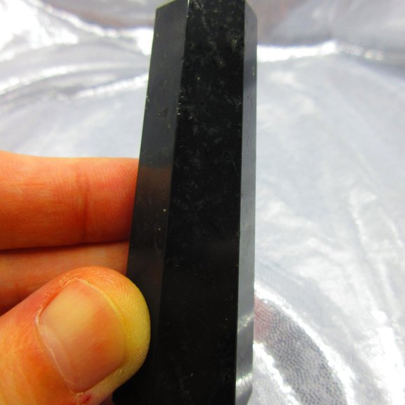 Black Tourmaline Polished Tower Generator Crystal Meditation Tool - Picture 3 of 6